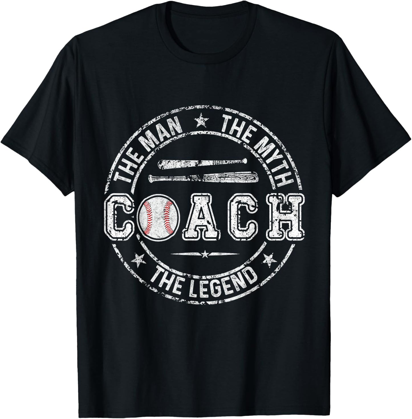 Baseball Coach Saying Coach The Man The Myth The Legend T-Shirt - T-Shirt | Black