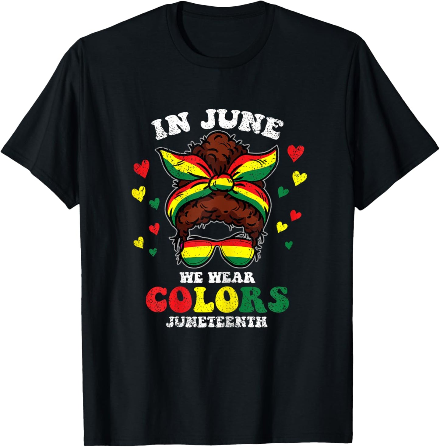 Afro Messy Bun Juneteenth Cute Black History African Girls T-Shirt - T-Shirt | Black