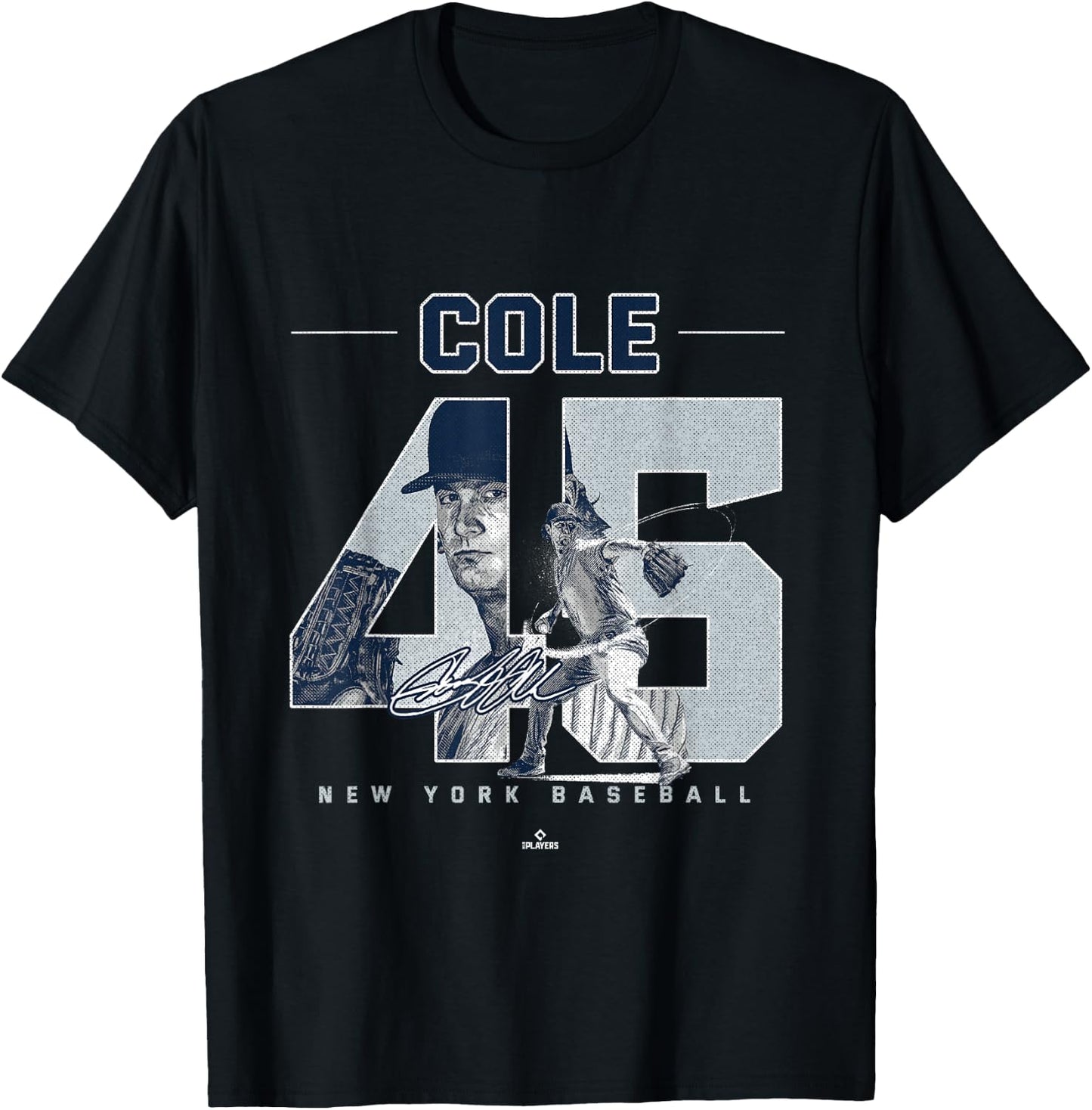 Number and Portrait Gerrit Cole New York MLBPA T-Shirt - T-Shirt | Black
