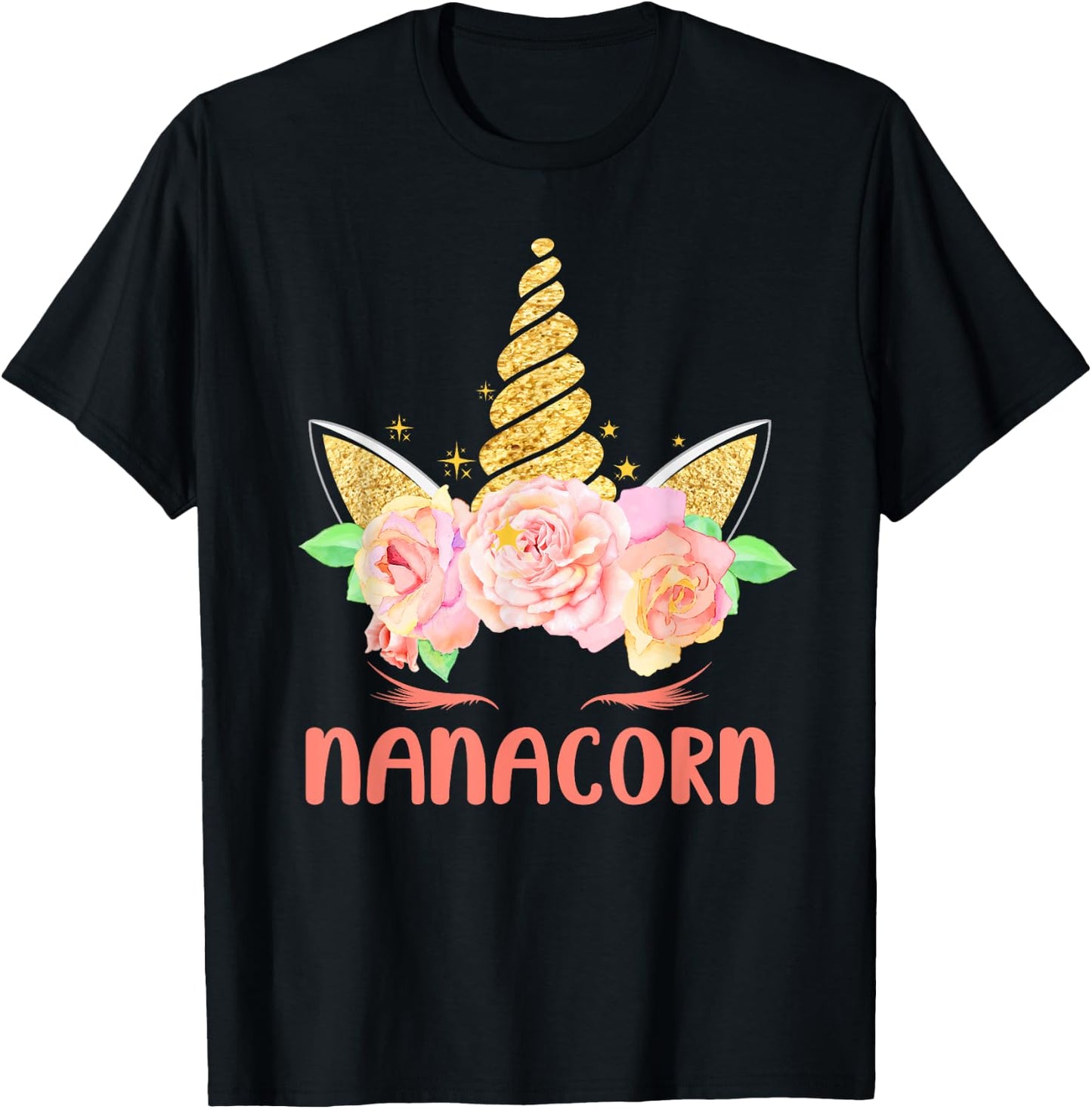 Funny Nanacorn Unicorn Mama Lover Family Matching Costume T-Shirt - T-Shirt | Black