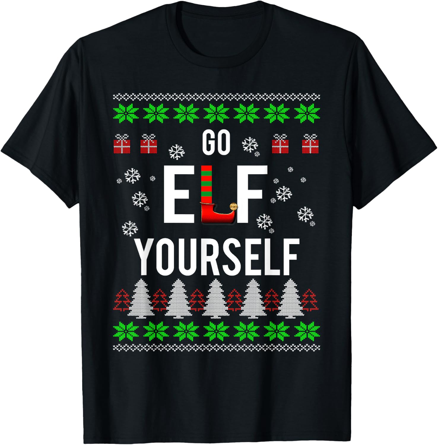 Go ELF Yourself Funny Christmas Holiday T-Shirt - T-Shirt | Black