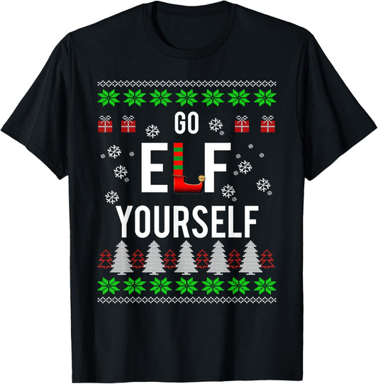 Go ELF Yourself Funny Christmas Holiday T-Shirt - T-Shirt | Black
