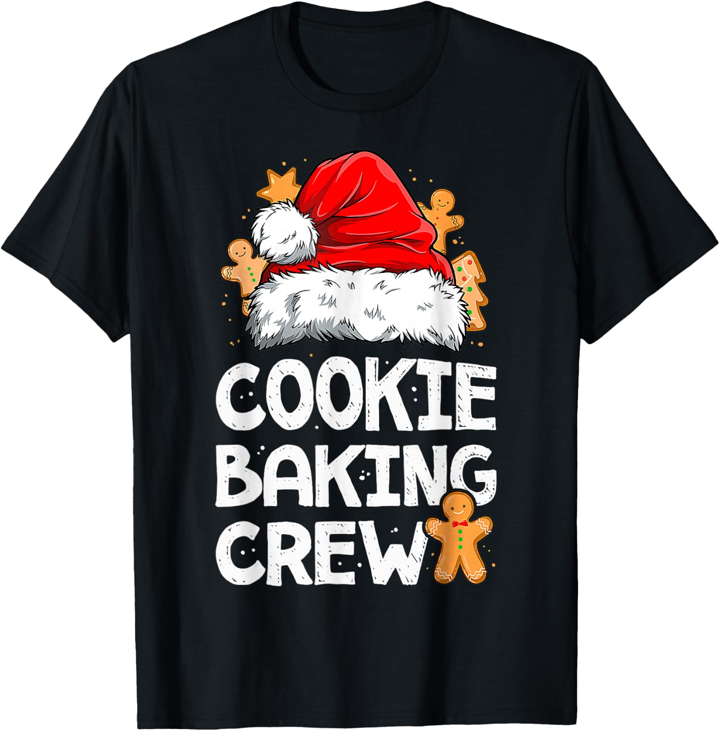 Cookie Baking Crew Funny Christmas Lights Santa Baker Cookie T-Shirt - T-Shirt | Black