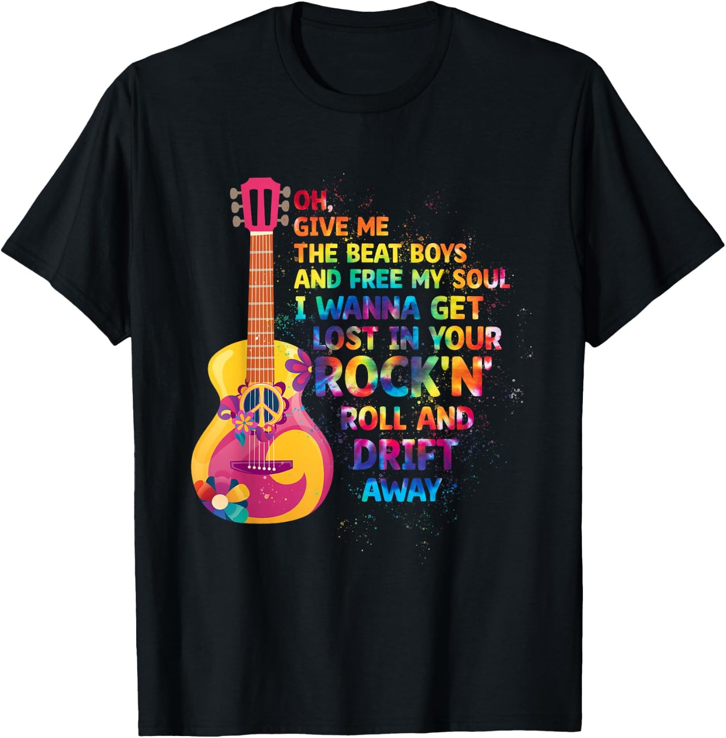 Give Me The Beat And Free My Soul I Wanna Get Rock'n Roll T-Shirt - T-Shirt | Black