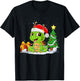 Cute Turtle Santa Christmas Tree Lights Xmas Pajama Turtle T-Shirt - T-Shirt | Black
