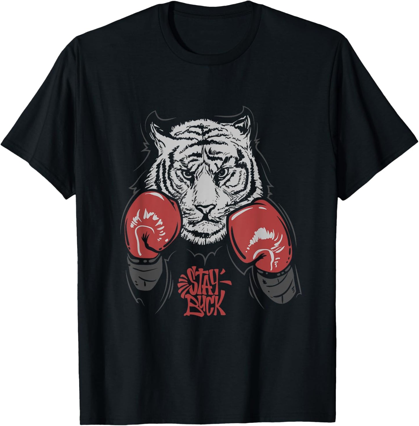 Stay Buck - Tiger Boxer - Boxing Gloves T-Shirt - T-Shirt | Black