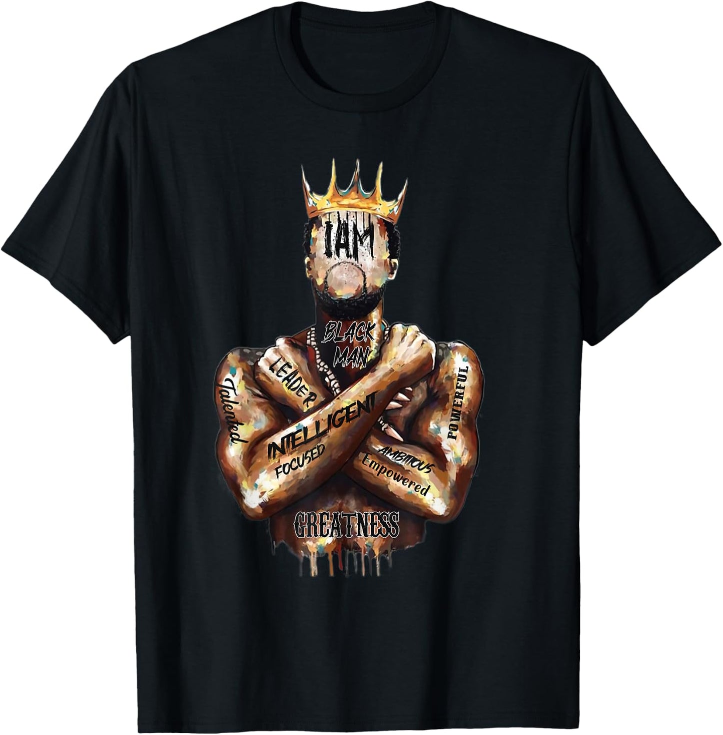 I Am Black Man King Powerful Dad Afro Melanin T-Shirt - T-Shirt | Black
