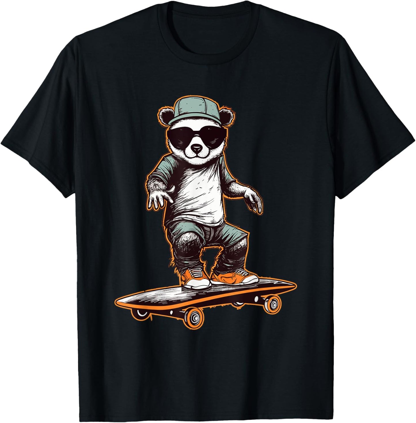 Skateboarding Panda Skater Skateboarder Women T-Shirt - T-Shirt | Black