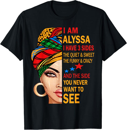 ALYSSA Name Surname Family Last First Name ALYSSA T-Shirt - T-Shirt | Black