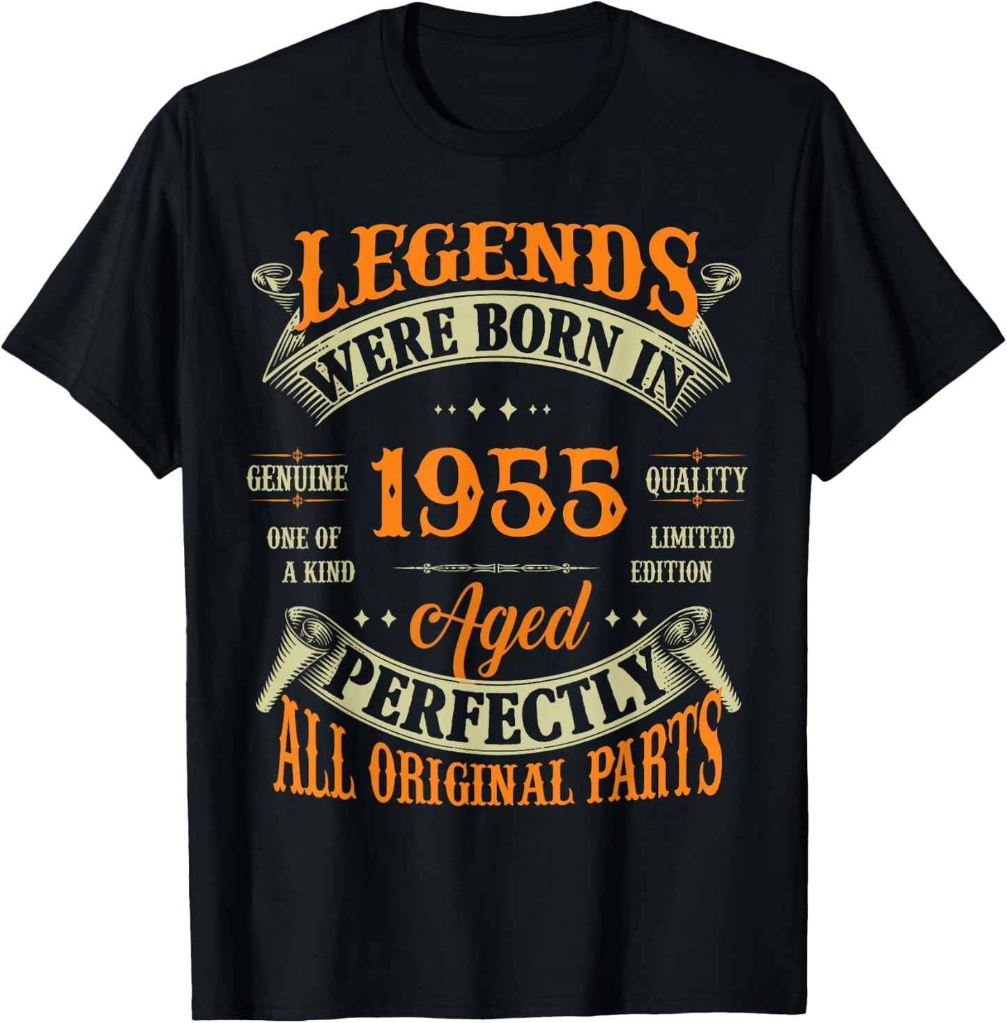 70th Birthday Vintage Legends Born in 1955 70 Years Old T-Shirt - T-Shirt | Black