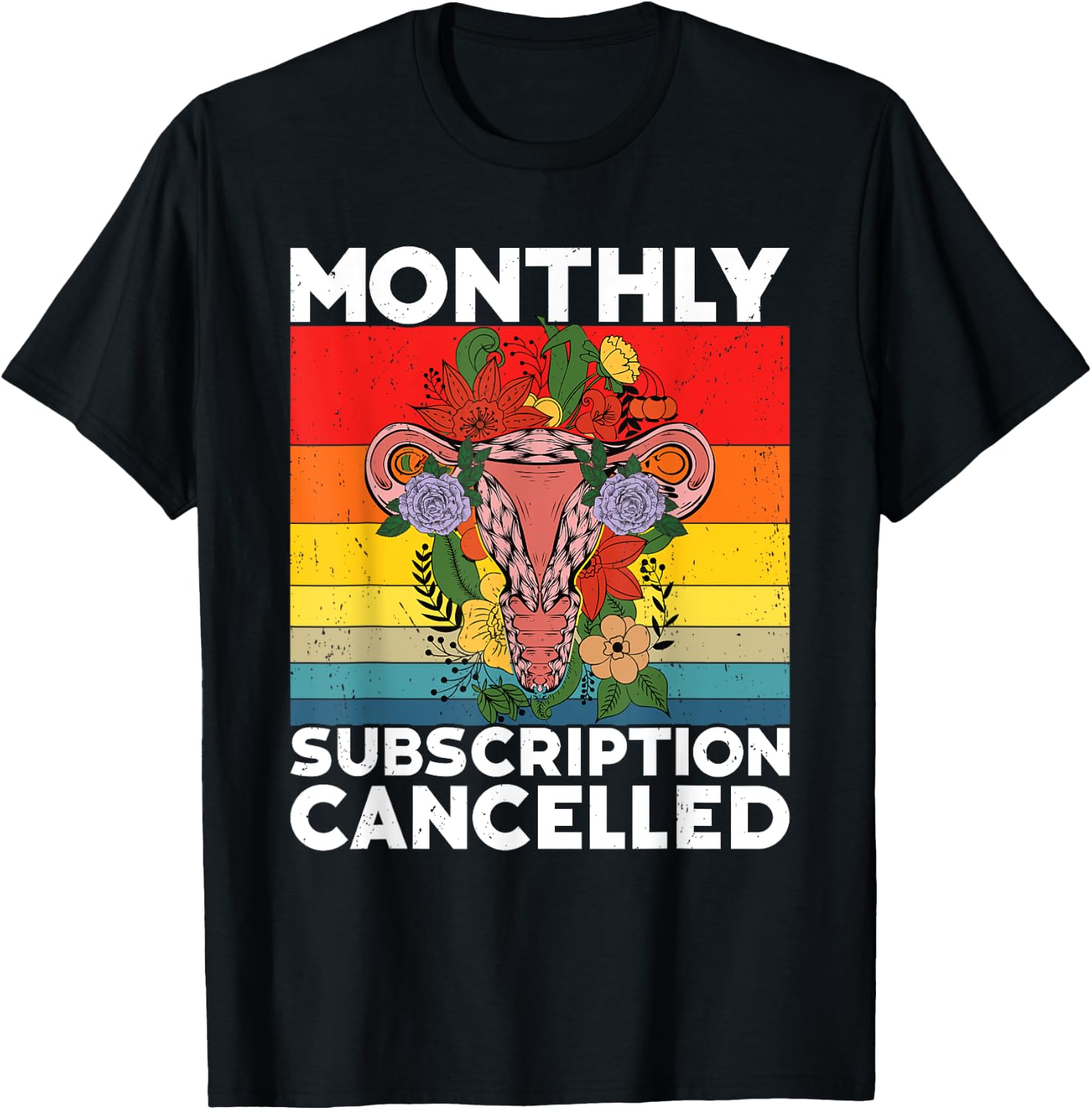 Retro Uterus Support Hysterectomy Recovery Products T-Shirt - T-Shirt | Black