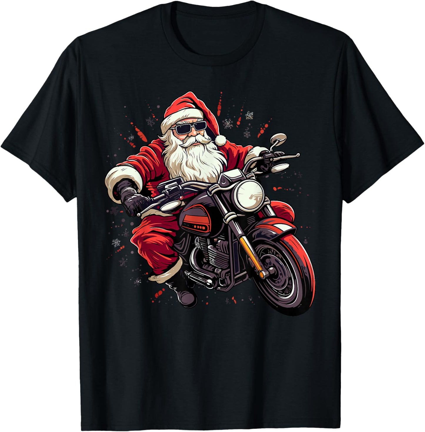 Motorcycle Santa Christmas Rider Xmas T-Shirt - T-Shirt | Black