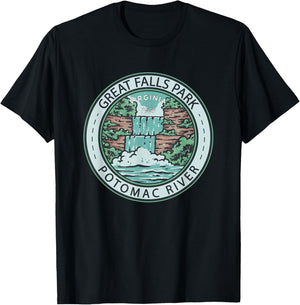 Great Falls Park Virginia Badge Vintage T-Shirt - T-Shirt | Black