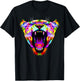 Colourful Angry Lioness Portrait Funny Big Cat T-Shirt - T-Shirt | Black