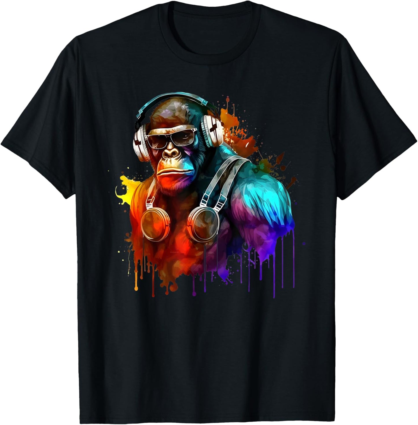 Gorilla DJ with Headphones Rave Techno T-Shirt - T-Shirt | Black