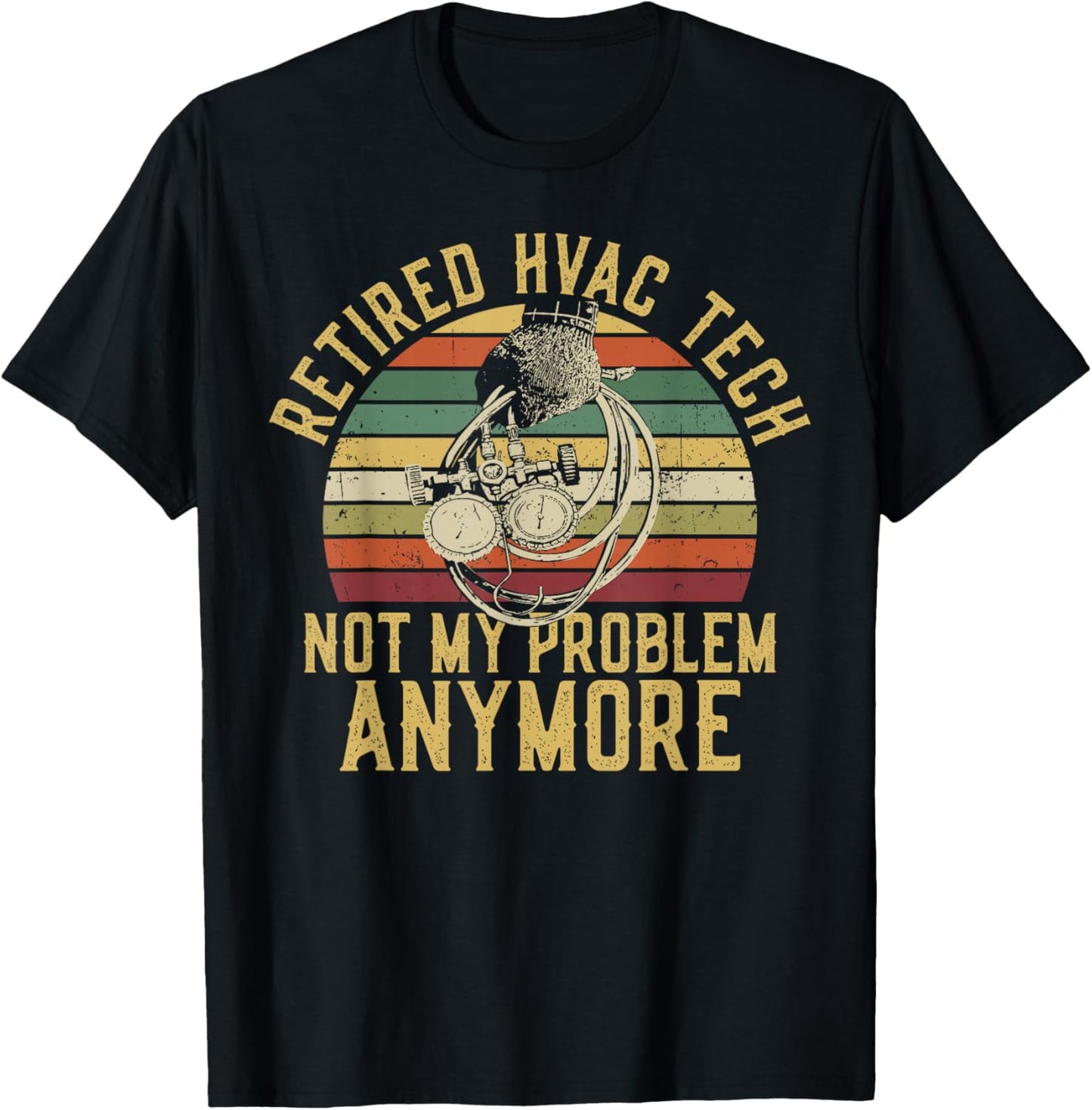 HVAC Technician Tech Retired Vintage Retro Retired Hvac Tech T-Shirt - T-Shirt | Black