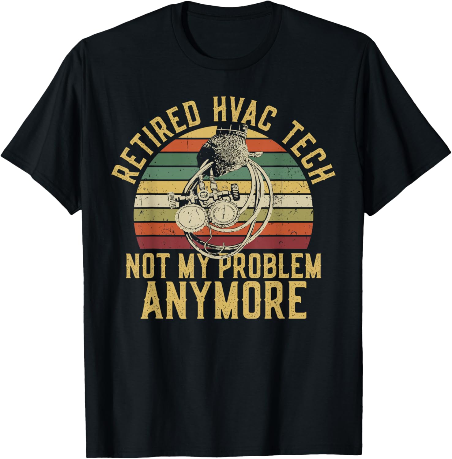 HVAC Technician Tech Retired Vintage Retro Retired Hvac Tech T-Shirt - T-Shirt | Black