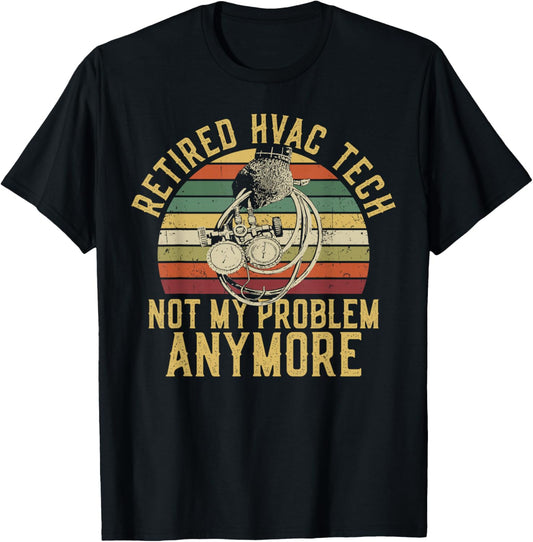 HVAC Technician Tech Retired Vintage Retro Retired Hvac Tech T-Shirt - T-Shirt | Black