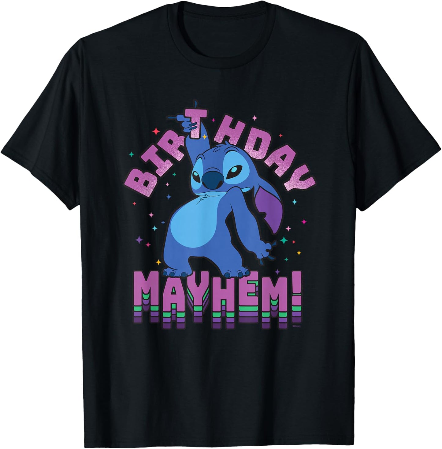 Disney Lilo & Stitch Disco Dance Birthday Mayhem! T-Shirt - T-Shirt | Black