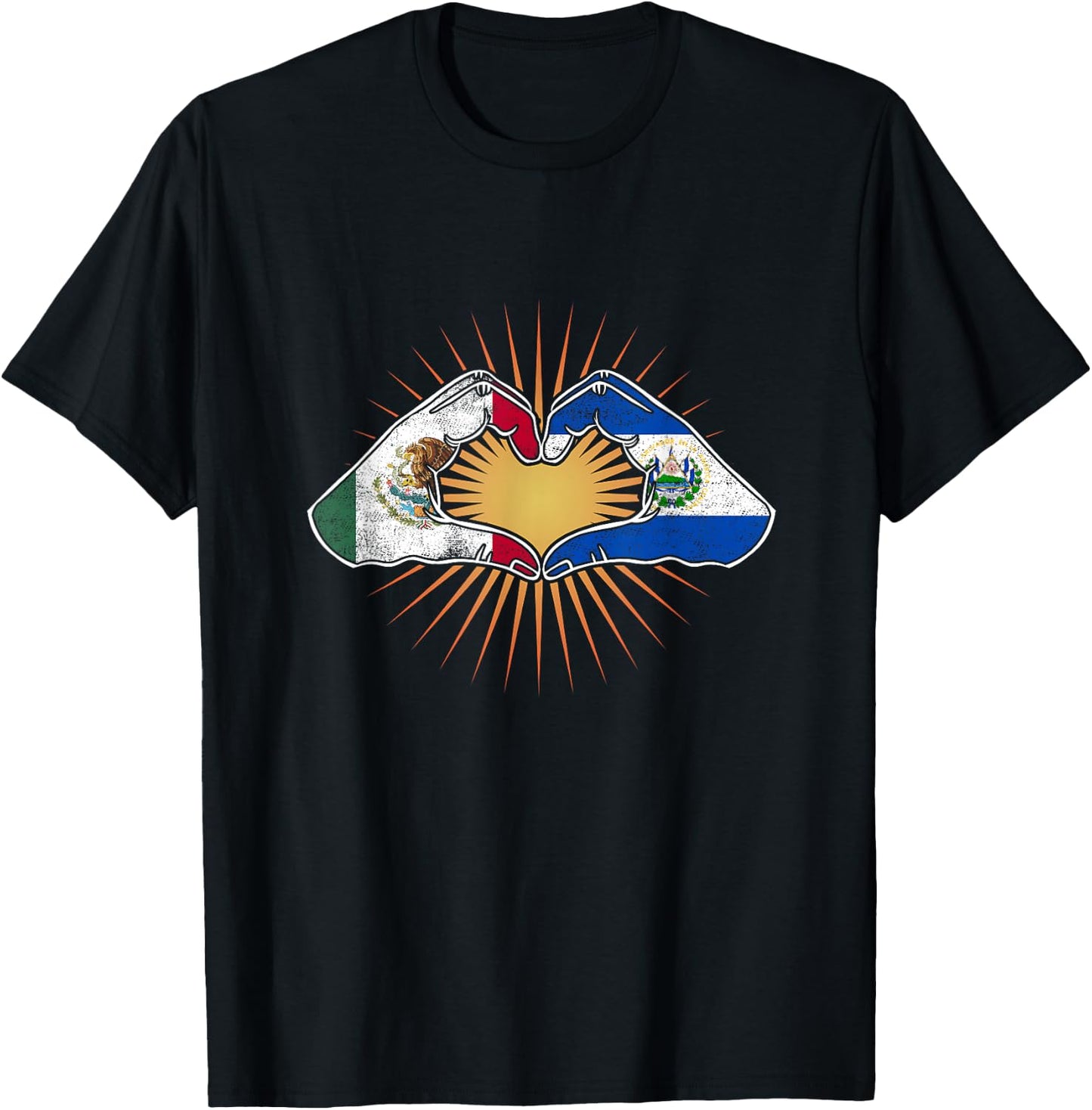 Heart Hands Mexico and El Salvador T-Shirt - T-Shirt | Black
