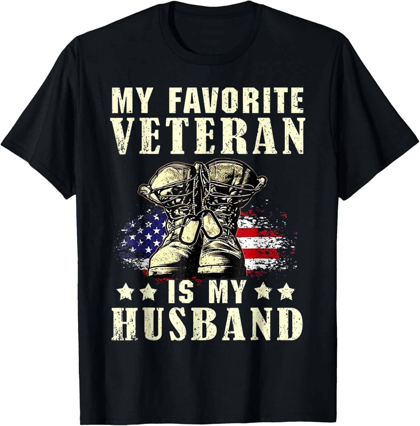 Pround My Favorite Veteran Is My Husband T-Shirt - T-Shirt | Black