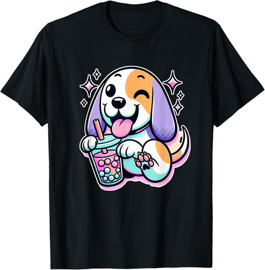 Pastel Goth Treeing Walker Coonhound Dog Bubble Tea Women Kids T-Shirt - T-Shirt | Black