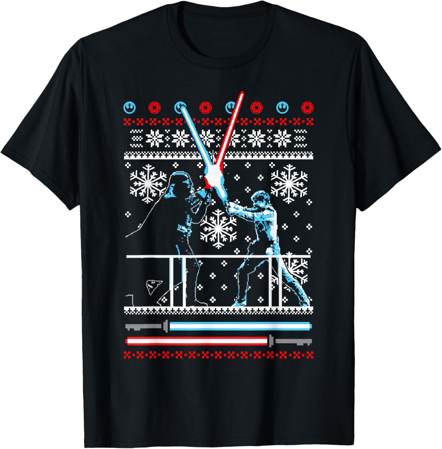 Star Wars Vader Luke Duel Christmas Sweater Graphic T-Shirt - T-Shirt | Black