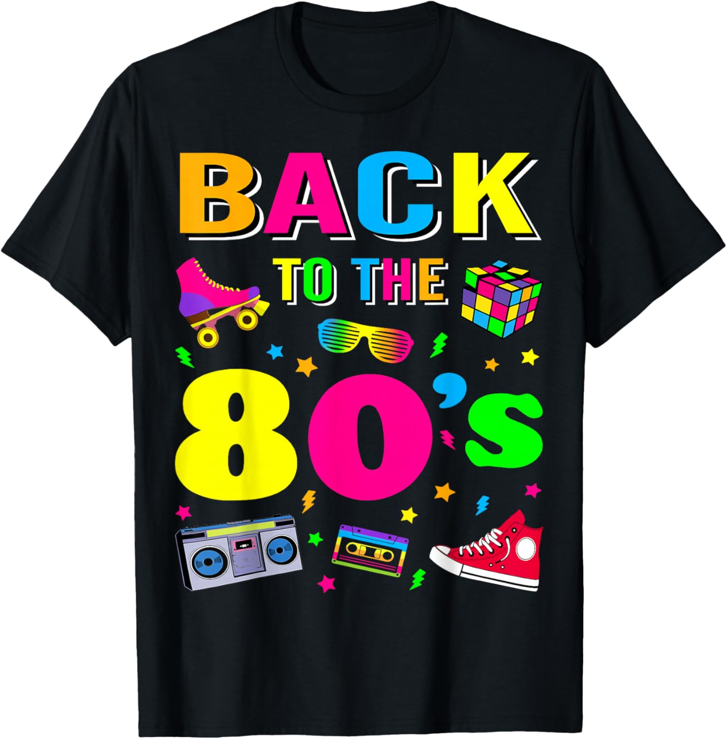 Back to 80's 1980s Vintage Retro Eighties Costume Party Gift T-Shirt - T-Shirt | Black