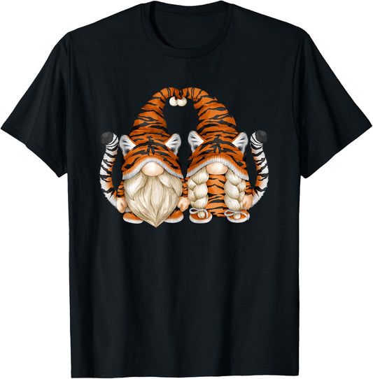 Unique Tiger Gnomes For Gardener Cute Tiger Mom And Dad T-Shirt - T-Shirt | Black