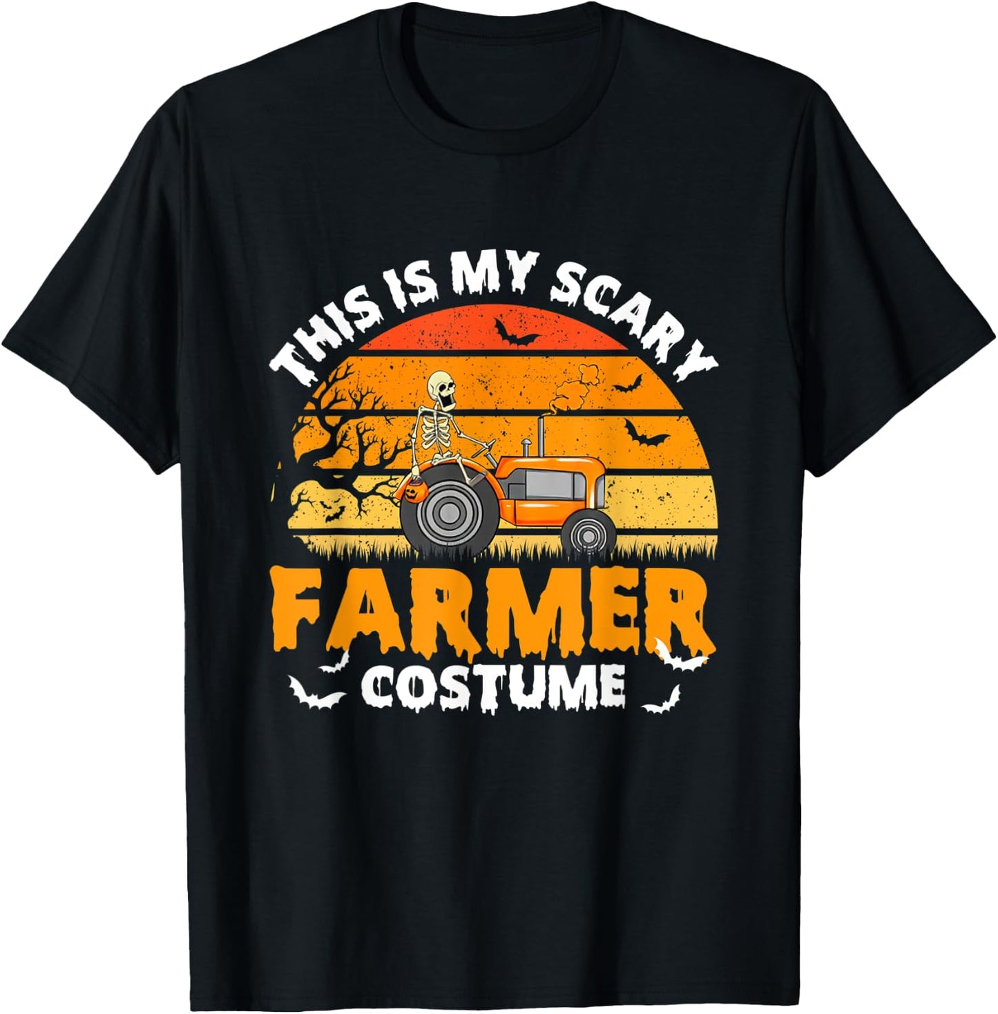 Funny Skeleton This Is My Scary Farmer Halloween Costume T-Shirt - T-Shirt | Black