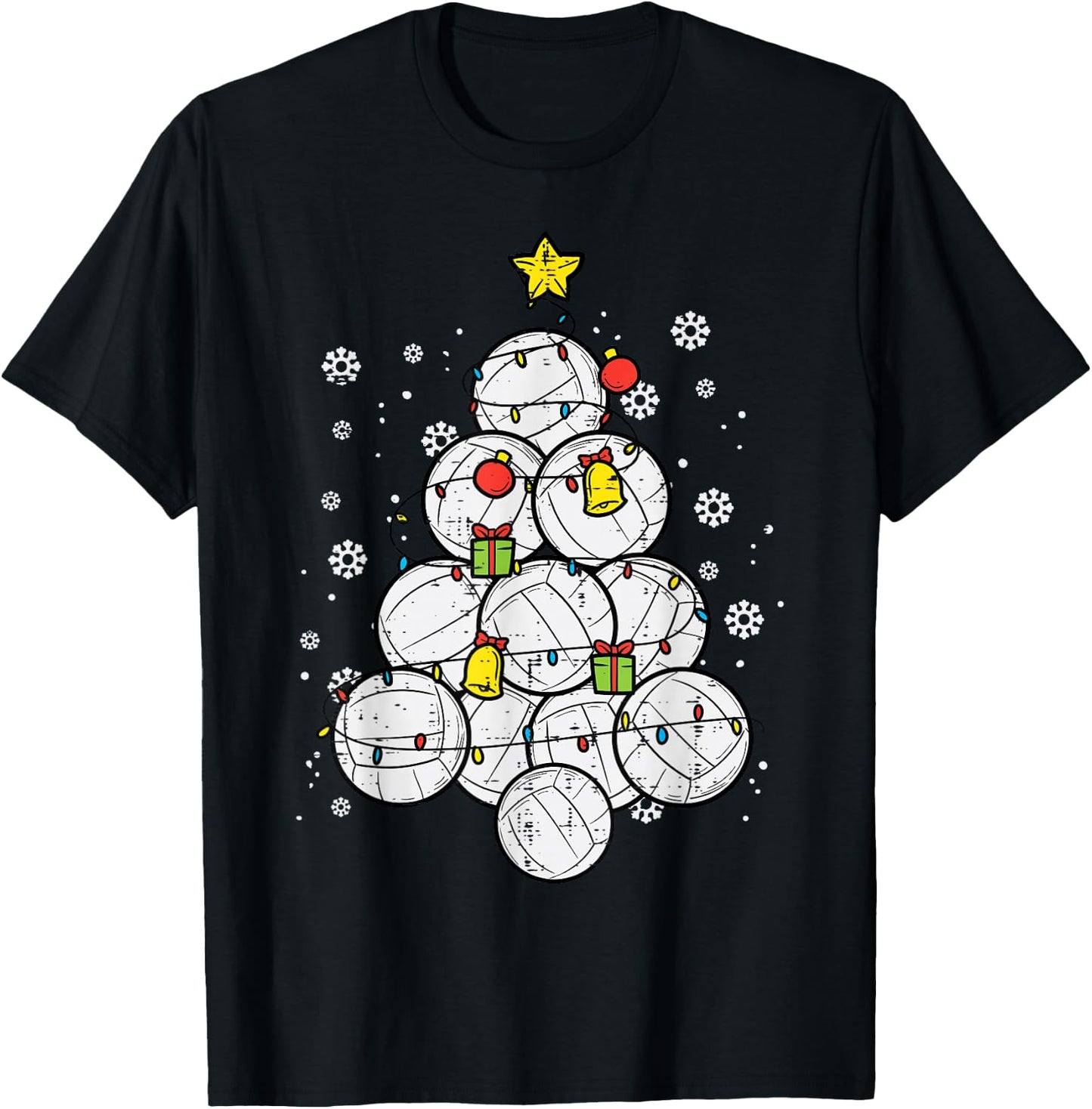 Volleyball Christmas Tree Xmas Sports Player Men Women Kids T-Shirt - T-Shirt | Black