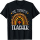 One Thankful Teacher Thanksgiving School Turkey Rainbow T-Shirt - T-Shirt | Black