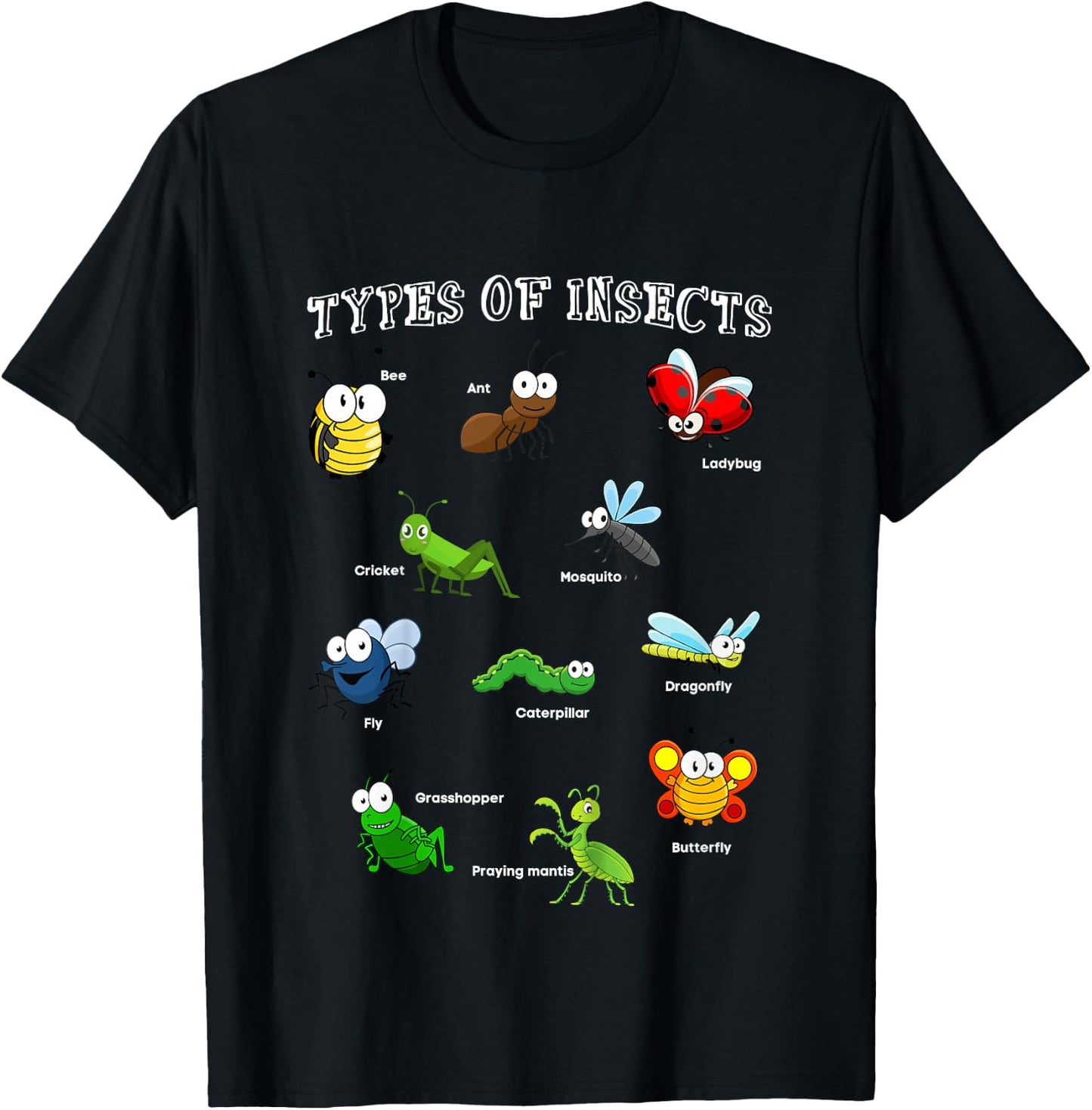 Types Of Insects Bug Identification Science Educational T-Shirt - T-Shirt | Black