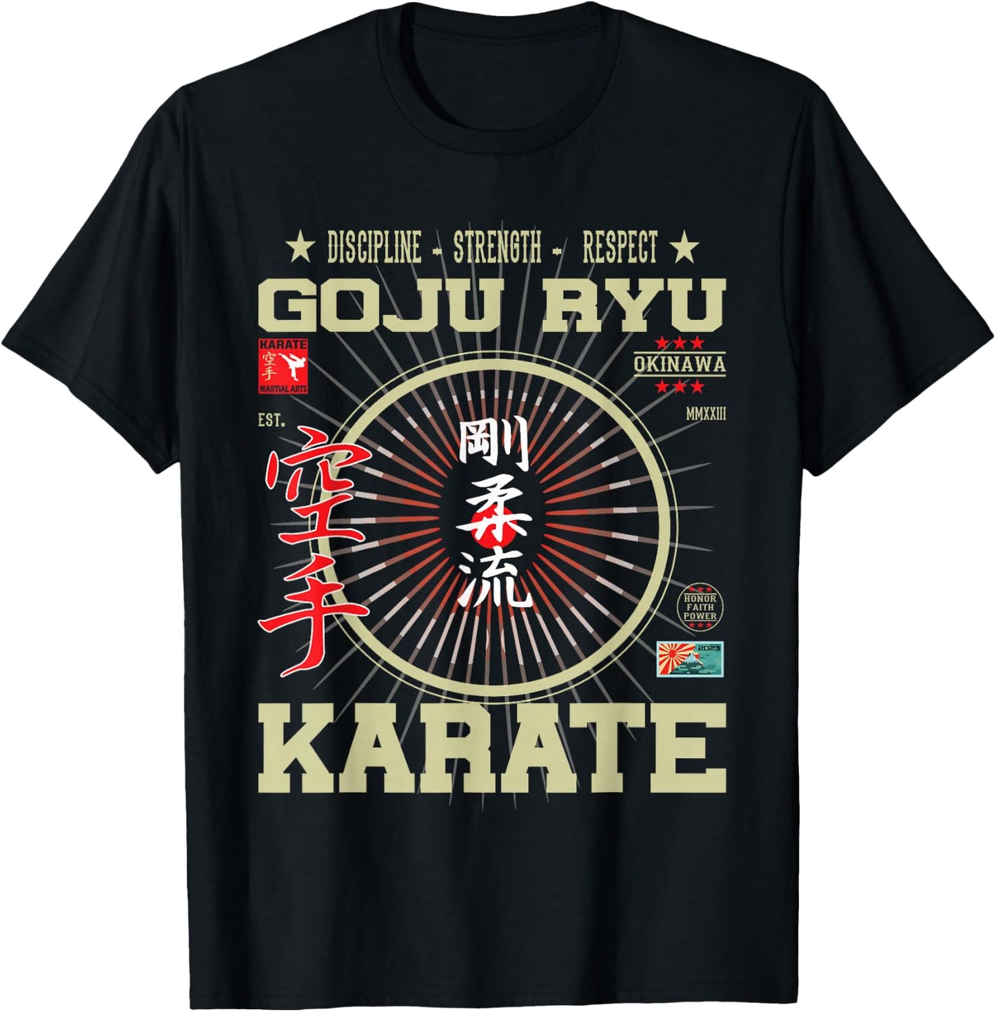Goju Ryu Kanji Design for Karateka and Martial Arts Fans T-Shirt - T-Shirt | Black