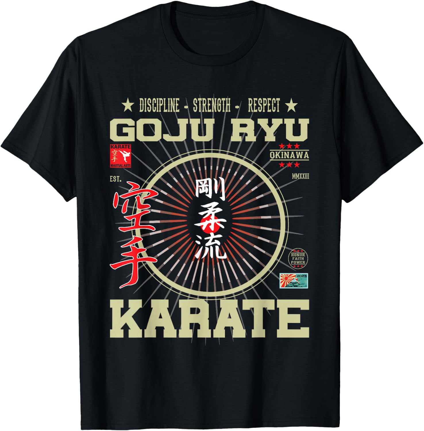 Goju Ryu Kanji Design for Karateka and Martial Arts Fans T-Shirt - T-Shirt | Black