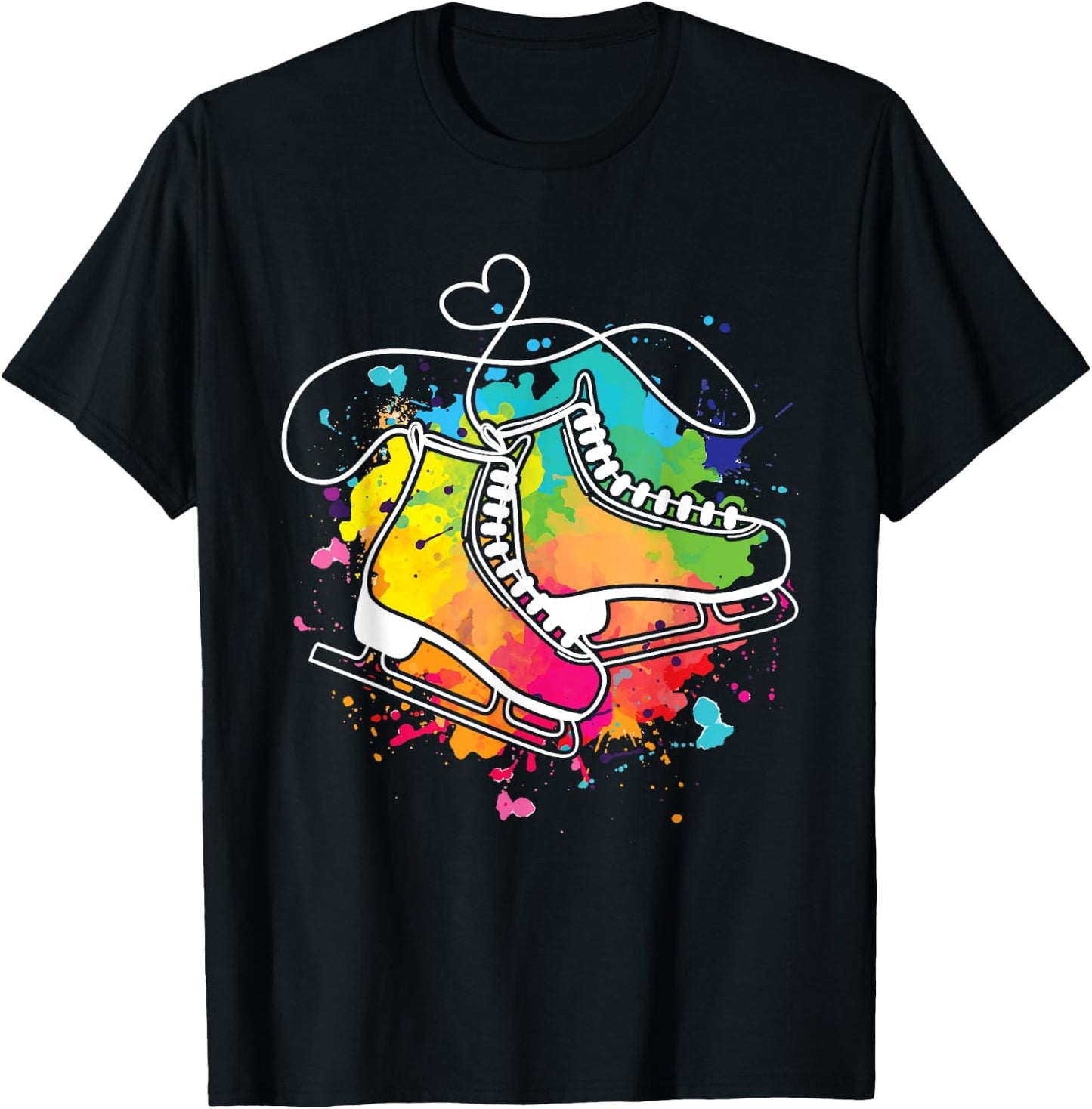 Ice Skating Shoes - Heart Figure Skater Roller Skates Winter T-Shirt - T-Shirt | Black