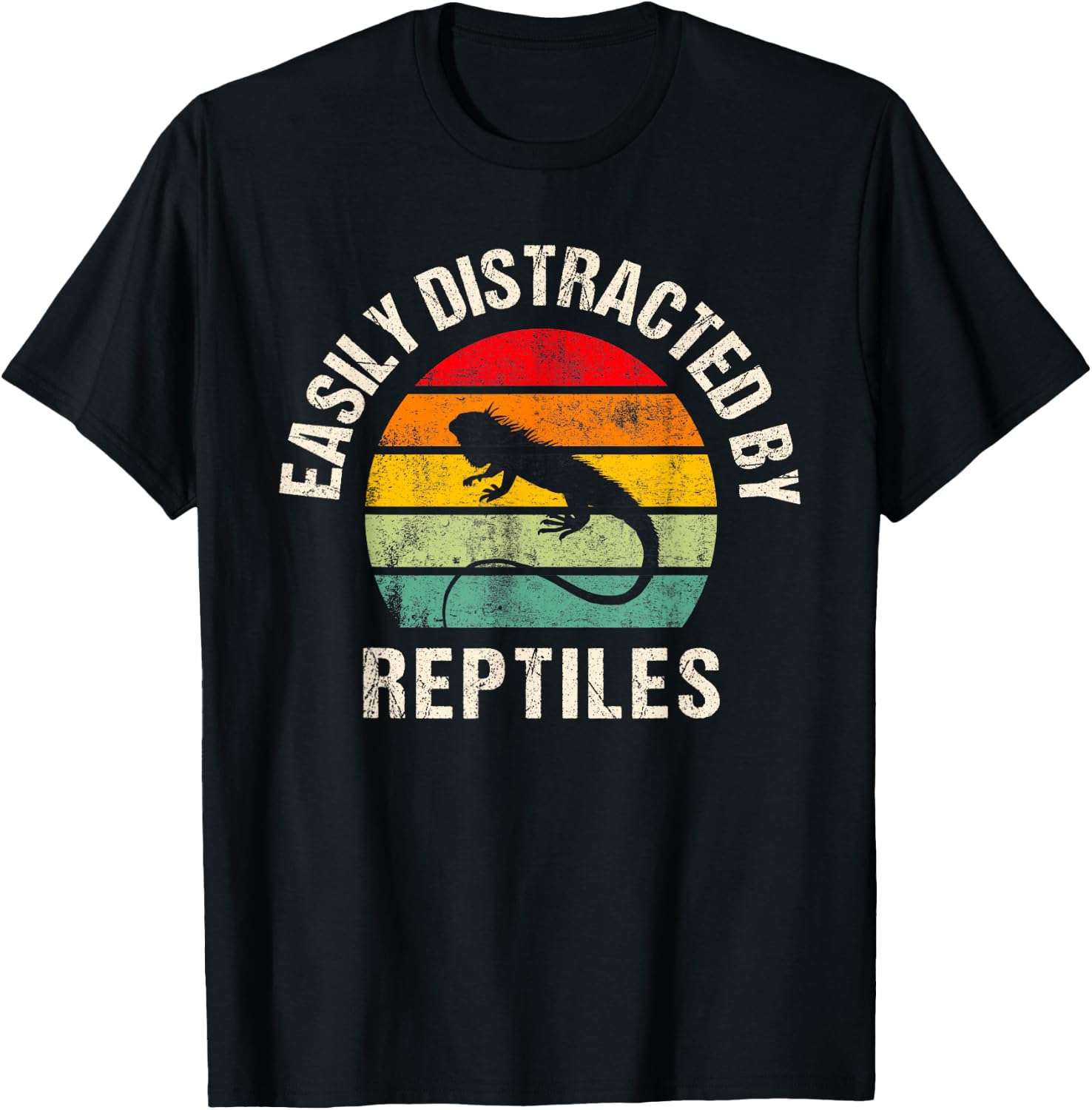 Easily distracted by Reptiles Funny Reptile Lovers Women Men T-Shirt - T-Shirt | Black