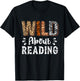 Wild About Reading Books Reader Lover Animals Leopard Zebra T-Shirt - T-Shirt | Black
