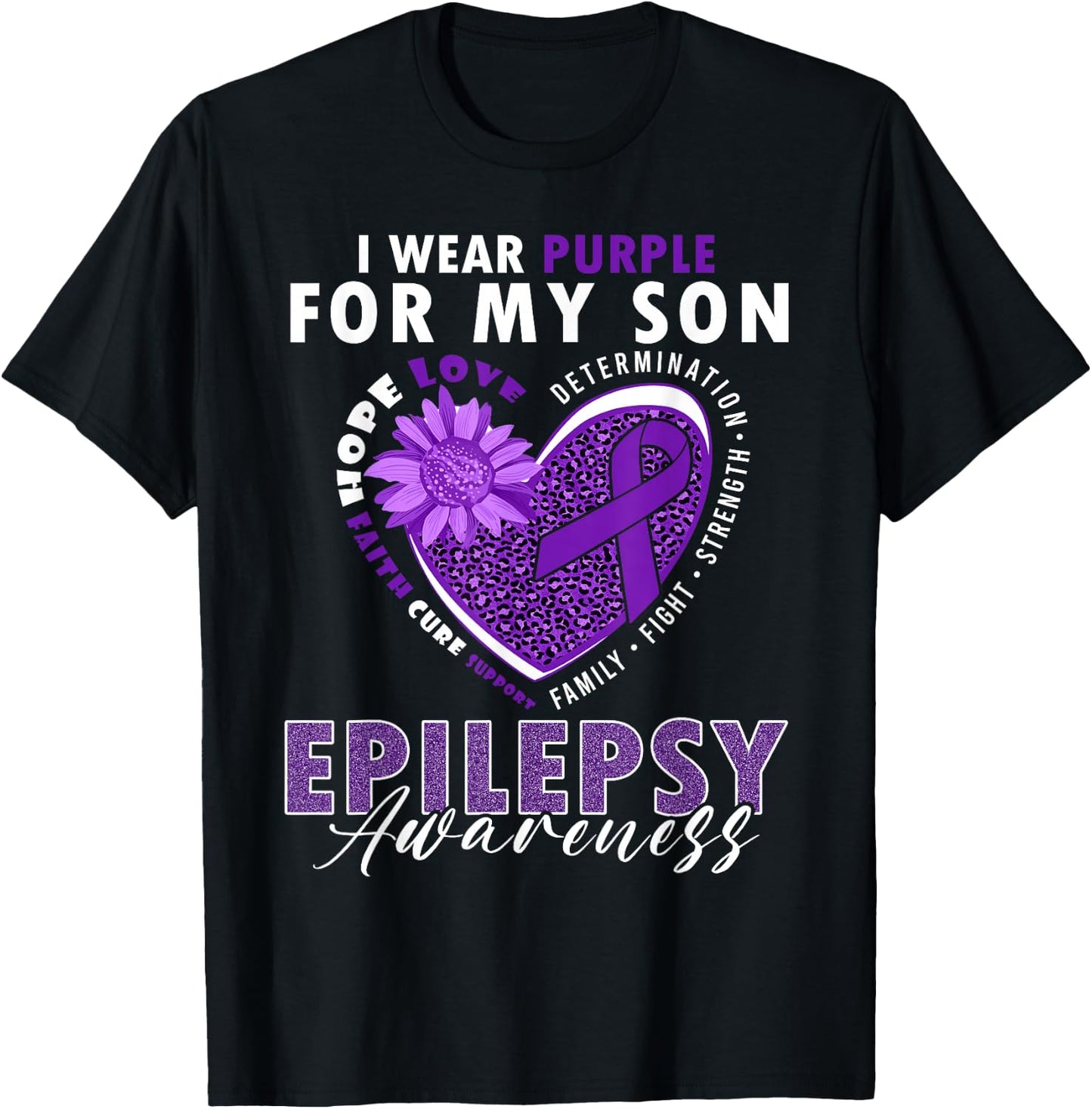 I Wear Purple For My Son Epilepsy Awareness Supporter T-Shirt - T-Shirt | Black