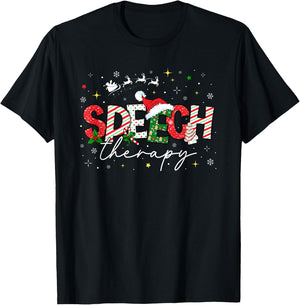 Speech Therapy Christmas Vintage Speech Language Pathologist T-Shirt - T-Shirt | Black