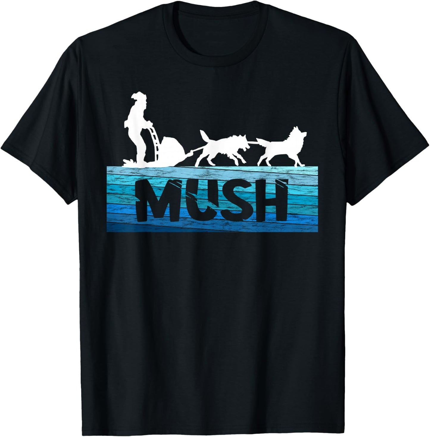 Sled Dog Snow Sleding Vintage Mush Alaska Winter Sport T-Shirt - T-Shirt | Black
