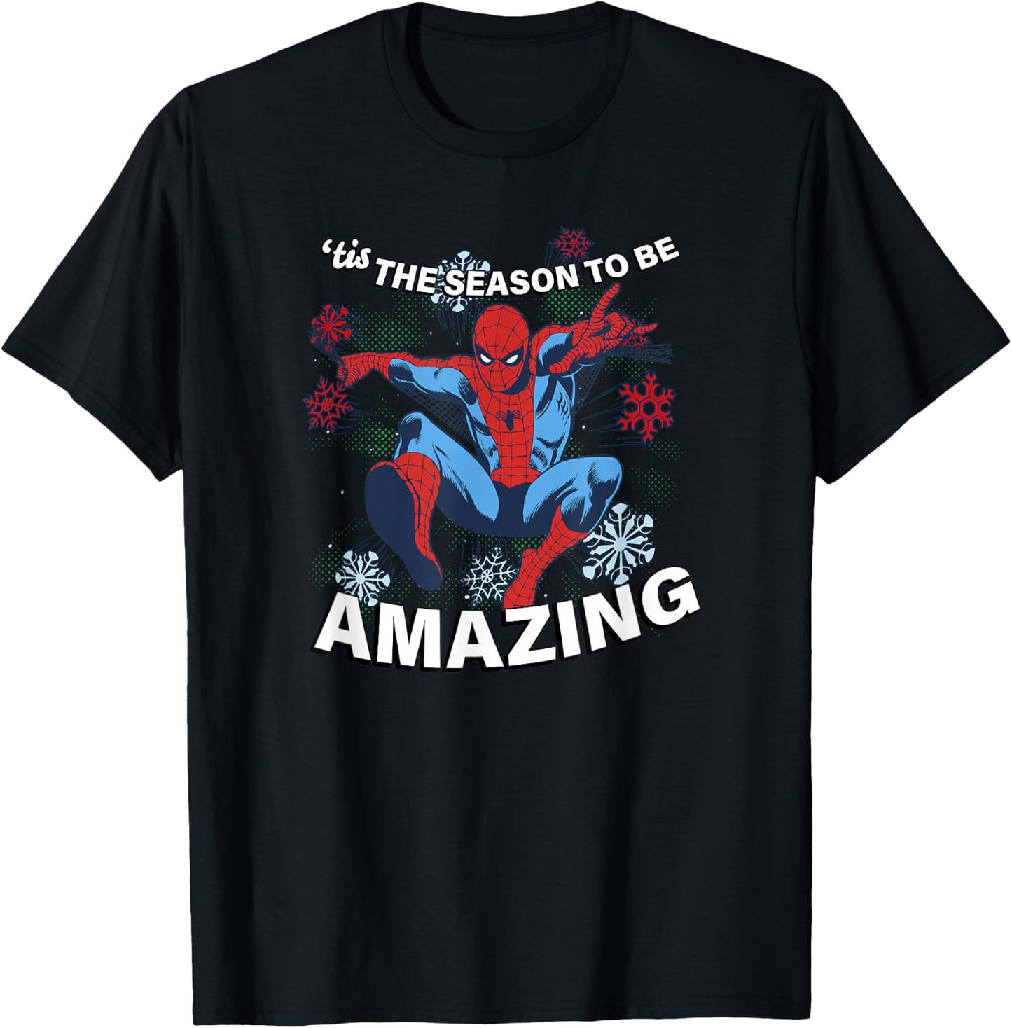 Marvel Christmas Spider-Man 'Tis The Season To Be Amazing T-Shirt - T-Shirt | Black