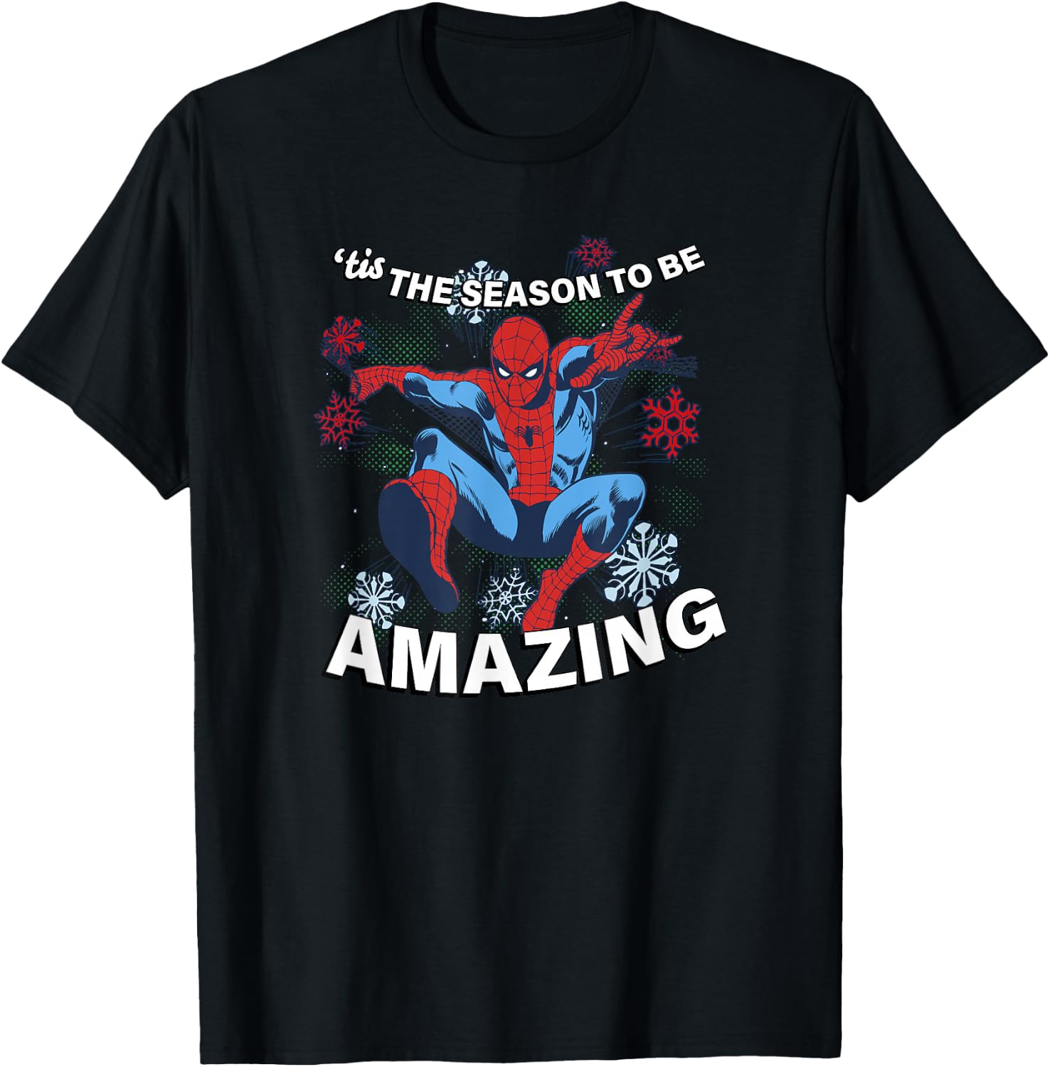 Marvel Christmas Spider-Man 'Tis The Season To Be Amazing T-Shirt - T-Shirt | Black