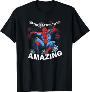 Marvel Christmas Spider-Man 'Tis The Season To Be Amazing T-Shirt - T-Shirt | Black