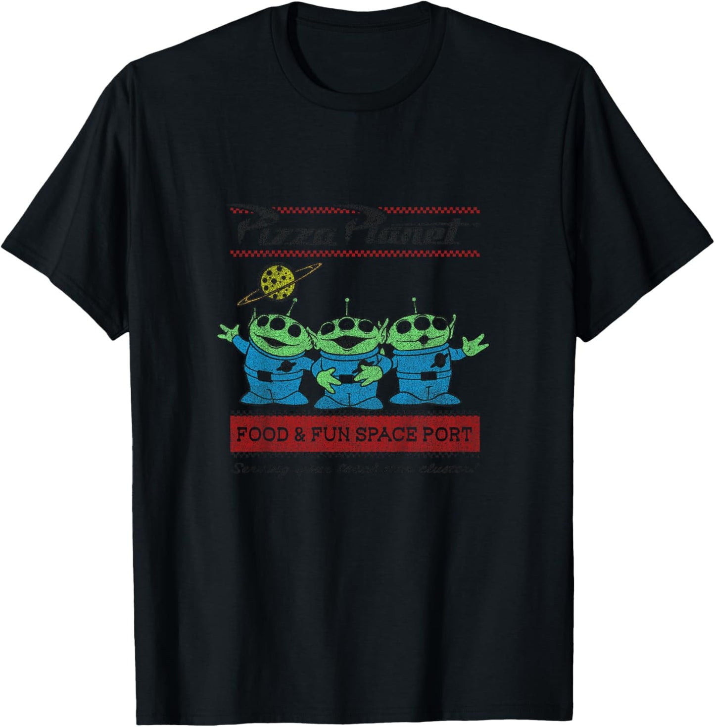 Kids Disney Pixar Toy Story Pizza Planet Aliens Vintage Youth T-Shirt - T-Shirt | Black