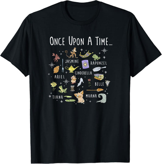 Disney Princess Once Upon A Time Collage T-Shirt - T-Shirt | Black