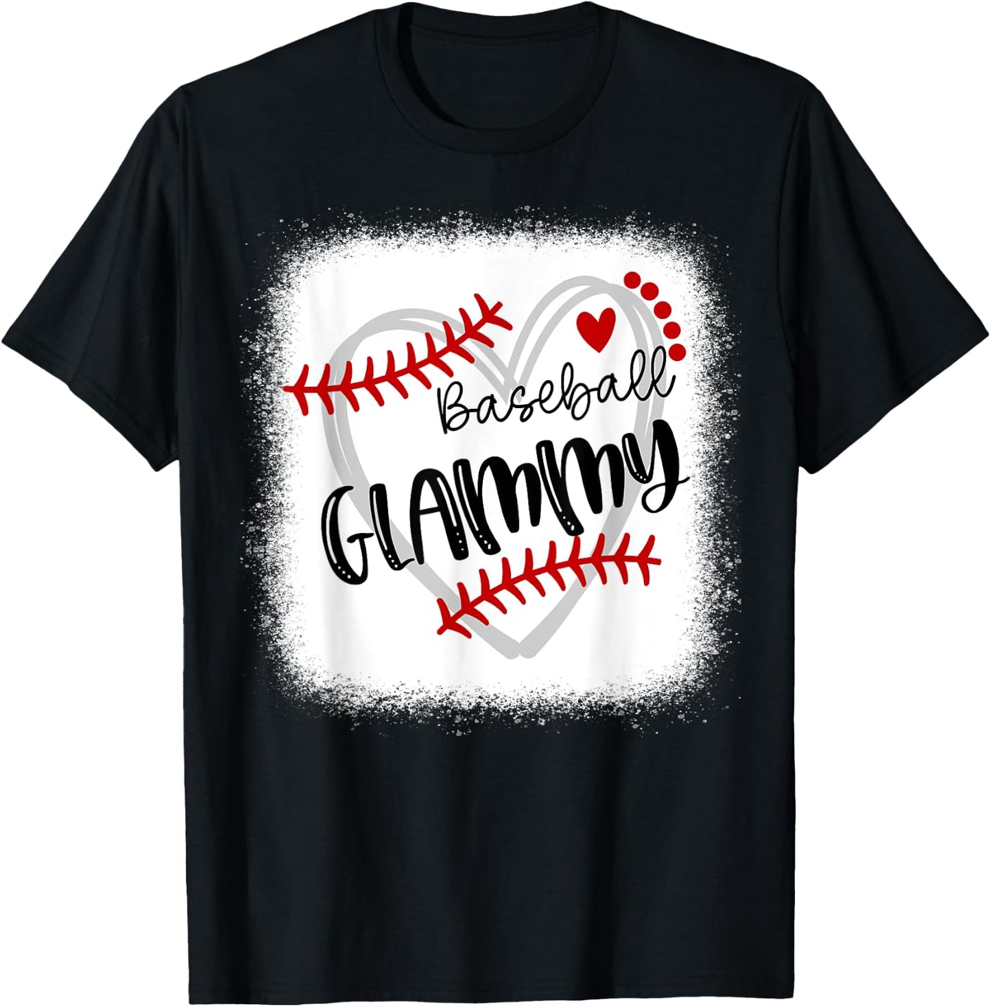 Personalized Baseball Heart Cute Glammy Women Baseball T-Shirt - T-Shirt | Black