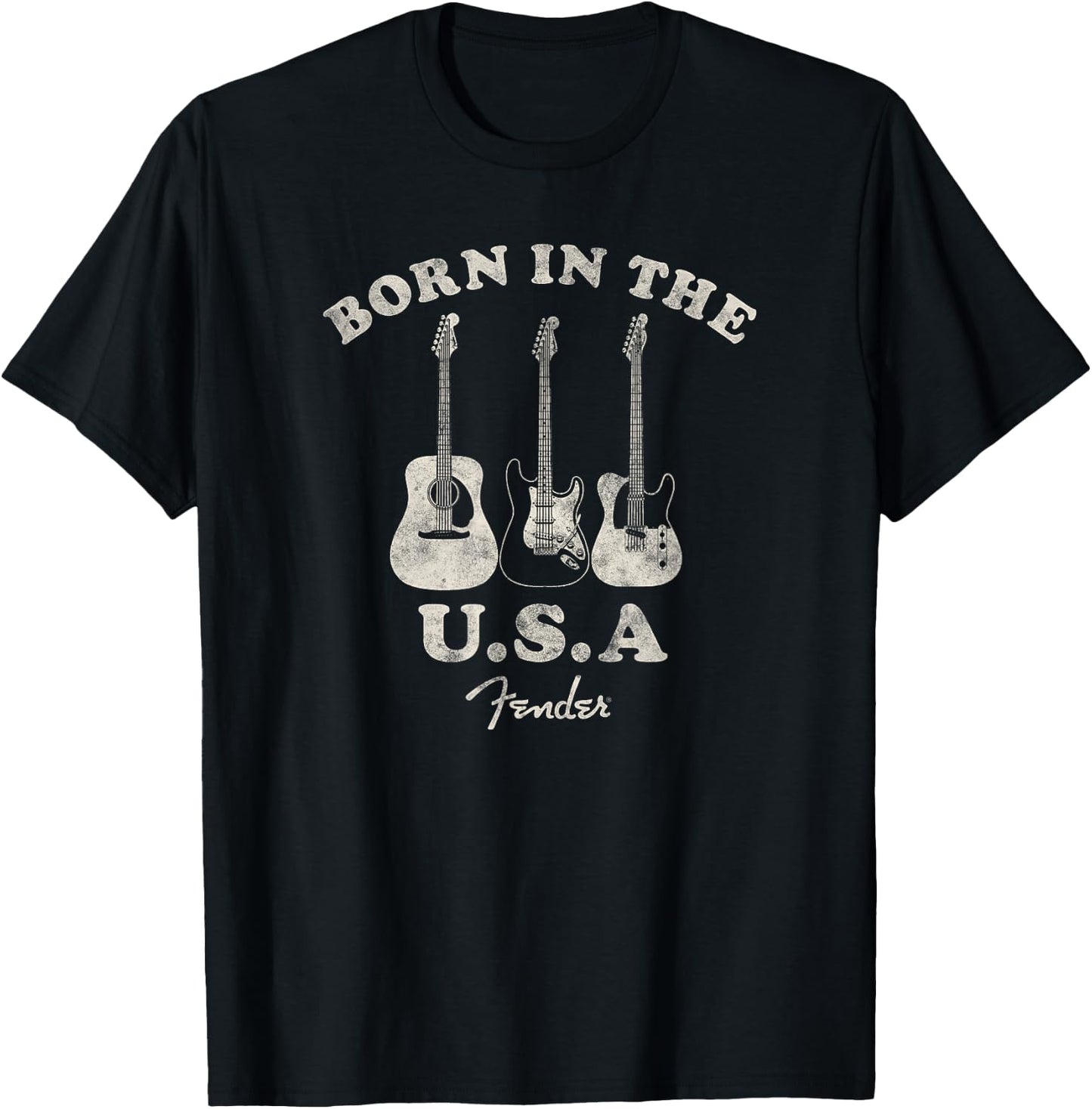 Fender Guitar Born in the USA Centered T-Shirt - T-Shirt | Black
