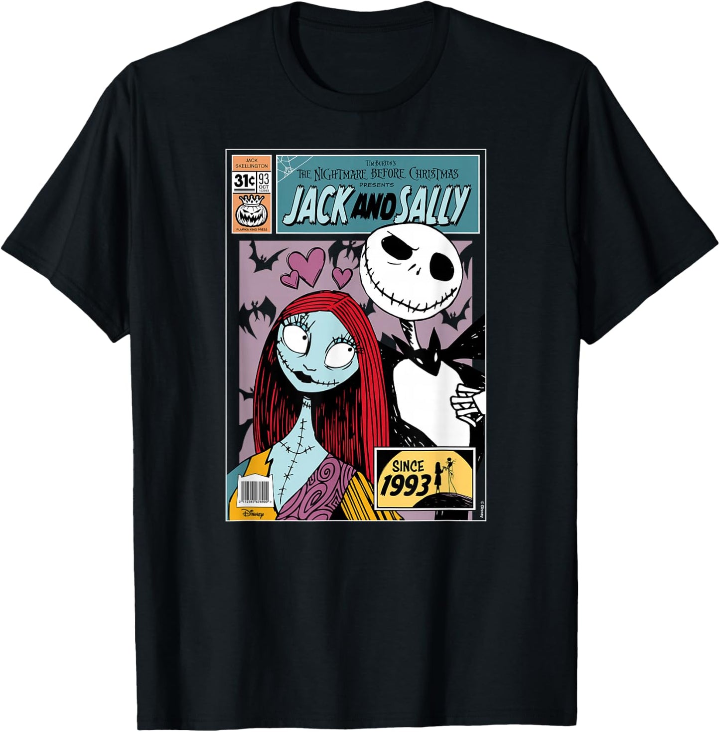 The Nightmare Before Christmas - Jack and Sally T-Shirt - T-Shirt | Black
