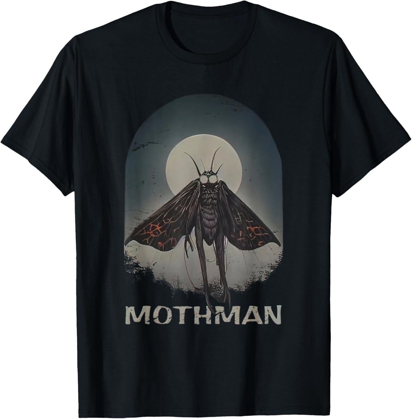 Mothman Cryptid Cryptozoology Moon Scary T-Shirt - T-Shirt | Black